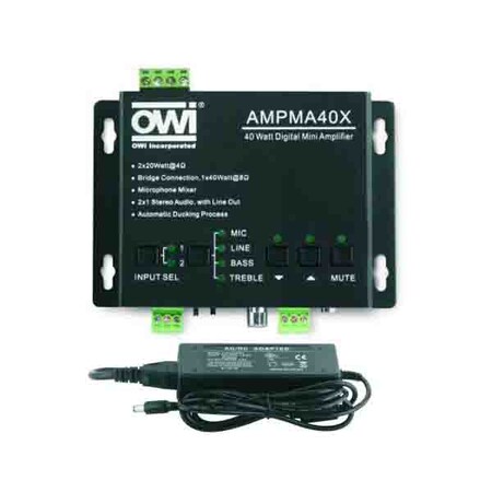 Owi Digital Mini Amplifier; 40Watt; Microphone Mixer/Eq; 2 X AMPMA40X